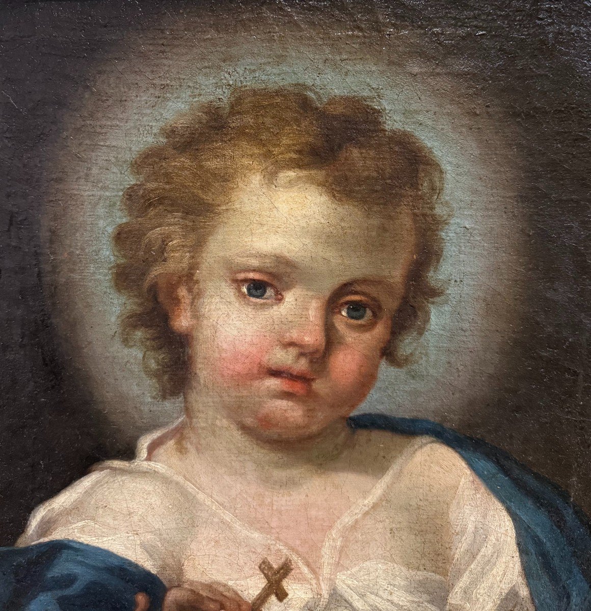 Baby Jesus ​​- Painting On Canvas - Attr. Giuseppe Angeli-photo-3