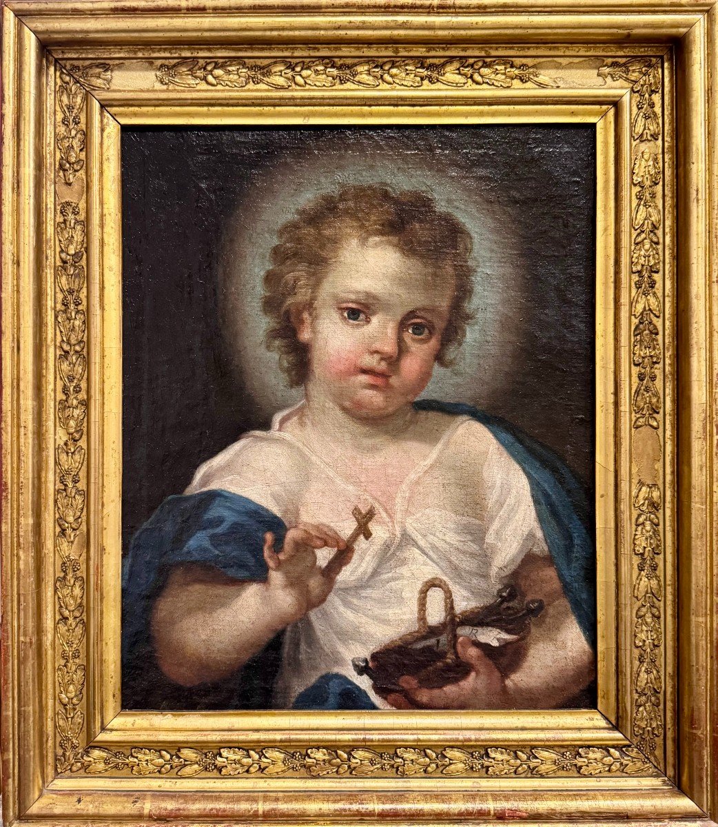 Baby Jesus ​​- Painting On Canvas - Attr. Giuseppe Angeli