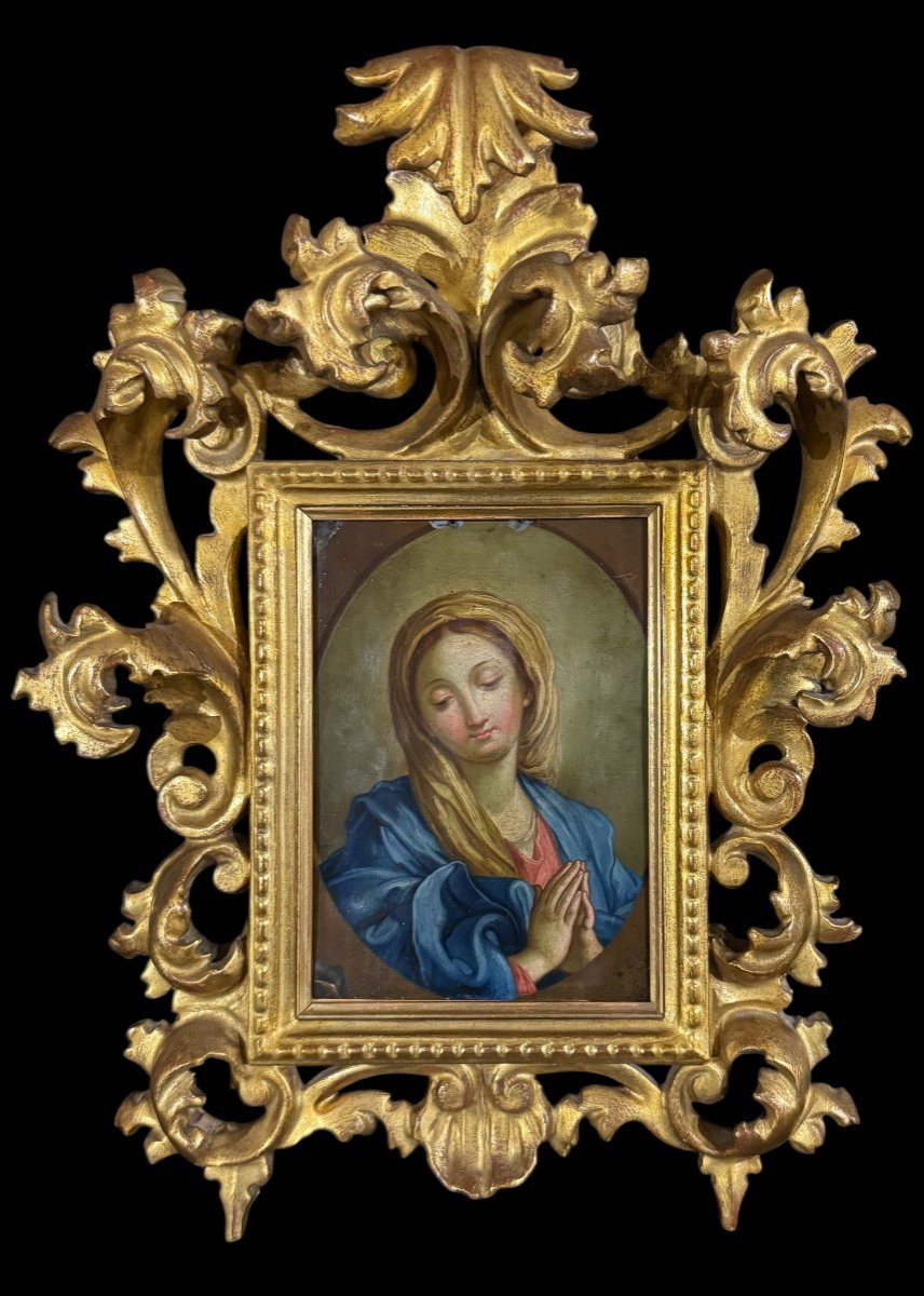 Madonna In Prayer – Oil Painting On Copper-photo-2