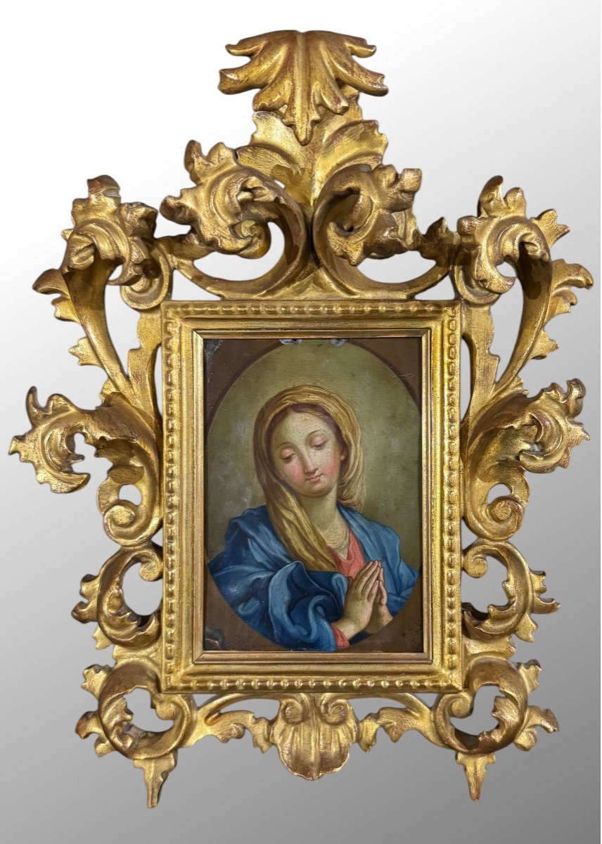 Madonna In Prayer – Oil Painting On Copper-photo-3