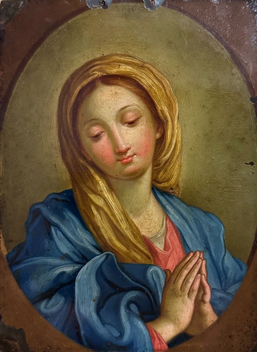 Madonna In Prayer – Oil Painting On Copper-photo-4