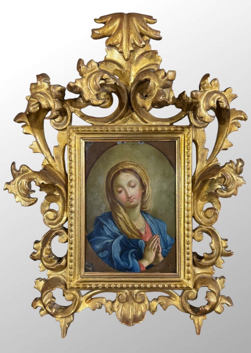 Madonna In Prayer – Oil Painting On Copper-photo-1