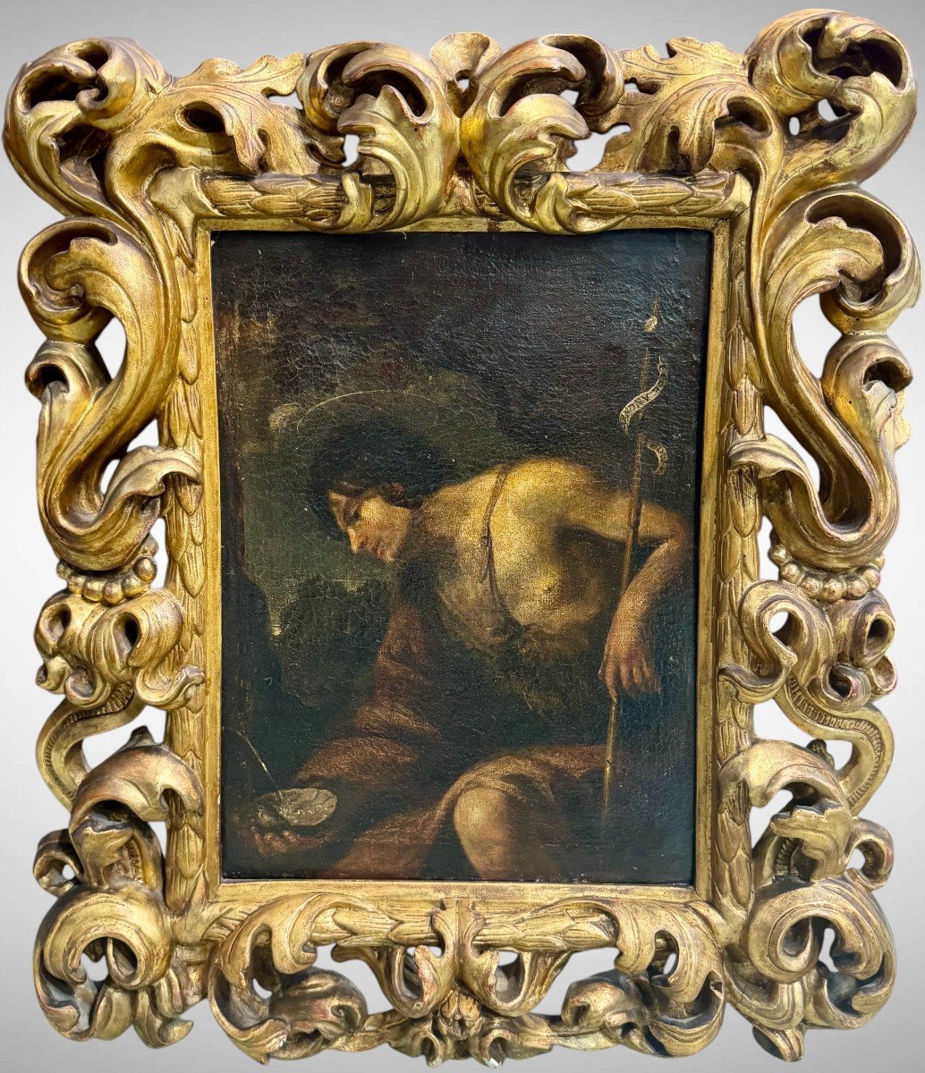 Saint John The Baptist - 17th Century Oil Painting On Canvas-photo-1