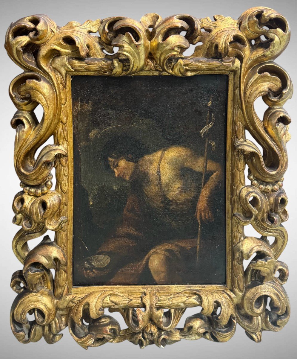 Saint John The Baptist - 17th Century Oil Painting On Canvas-photo-3