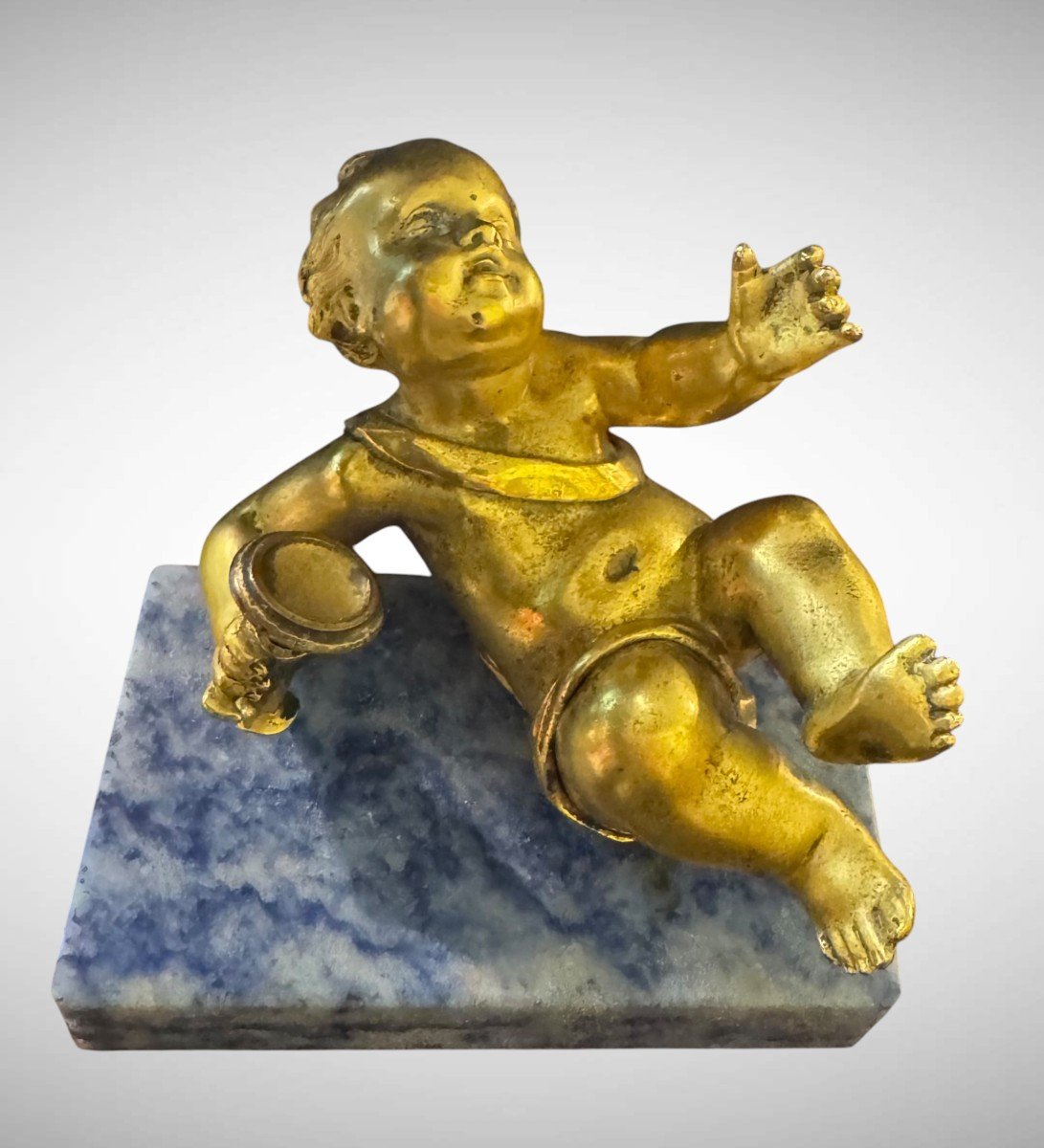 Young Drunken Bacchus - Gilt Bronze Sculpture-photo-4