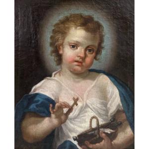 Portrait De l'Enfant Jésus - Huile Sur Toile - Giuseppe Angeli