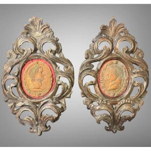 Oval Medallions Of Roman Emperors In Terracotta - 18th Century