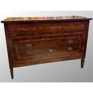 Commode Louis XVI En Noyer Plaqué Et Fileté