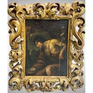 Saint John The Baptist - 17th Century Oil Painting On Canvas