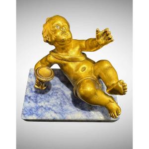 Young Drunken Bacchus - Gilt Bronze Sculpture