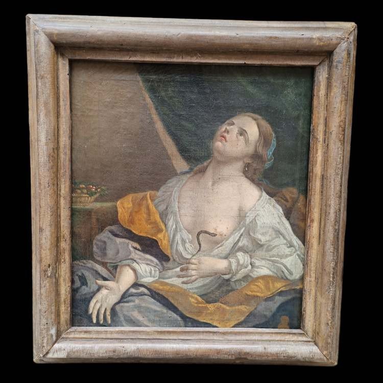 Peinture à l'Huile Sur Toile Représentant Le Suicide De Cléopâtre. émilie, XVIIe Siècle.-photo-2