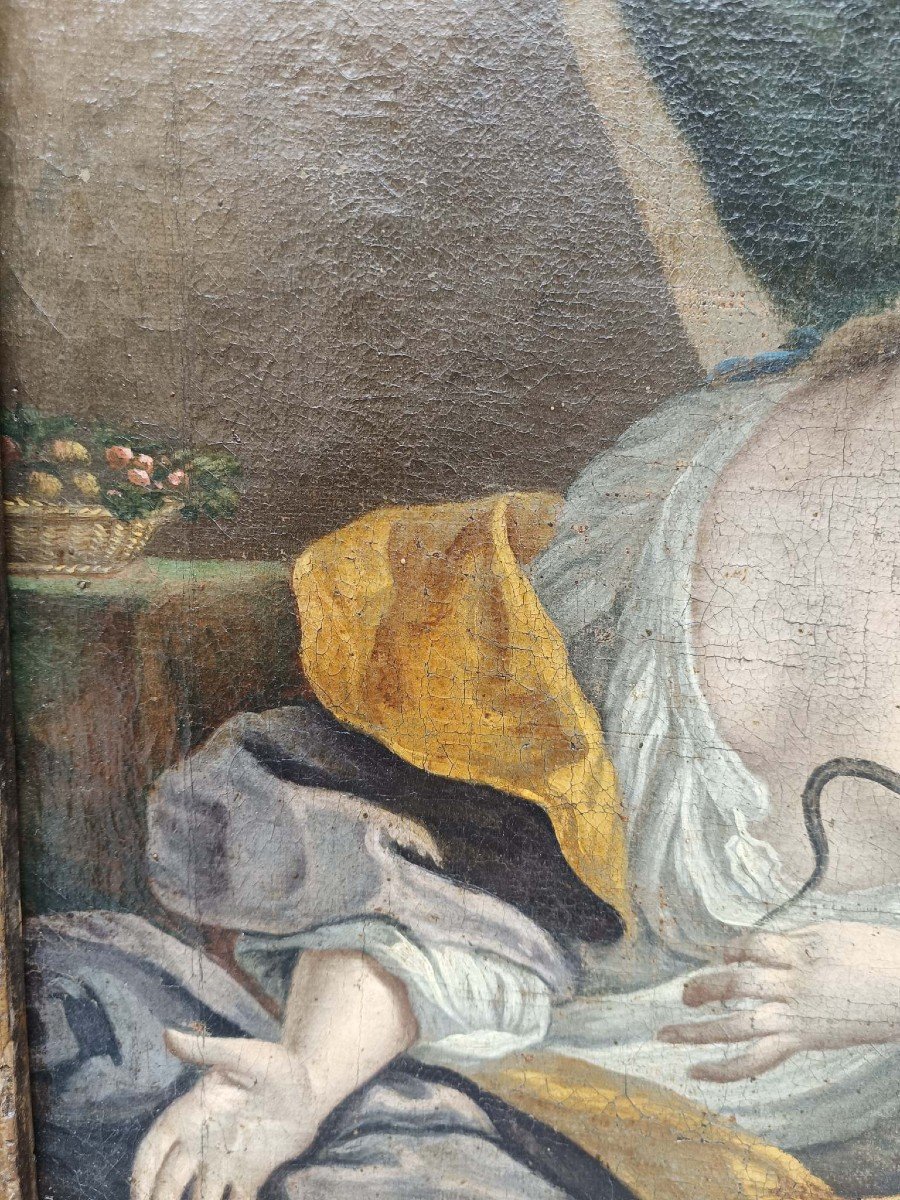 Peinture à l'Huile Sur Toile Représentant Le Suicide De Cléopâtre. émilie, XVIIe Siècle.-photo-4