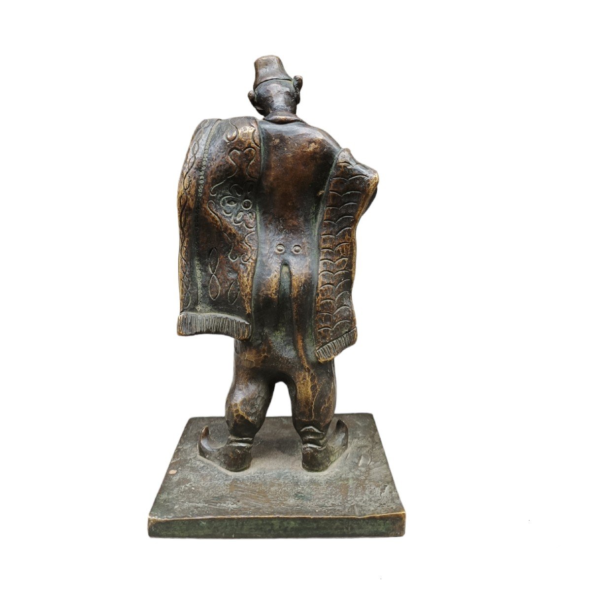 Orientalist Bronze Sculpture Depicting A Carpet Seller. Late XIXth Century.-photo-4