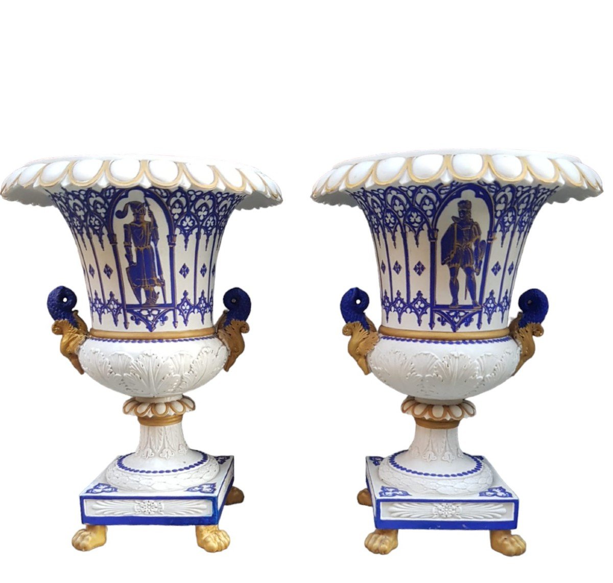 Paire De Vases En Biscuit. France, 19ème Siècle.