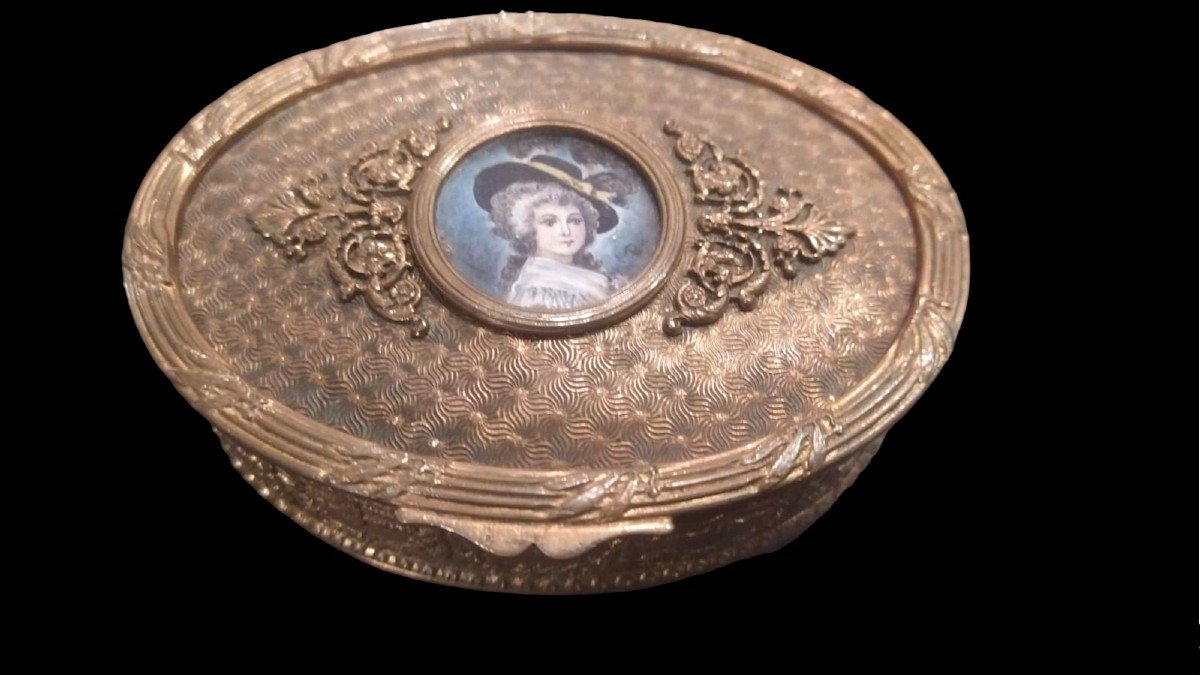 Gilded Copper Box With Miniature. France.napoleon III Period.