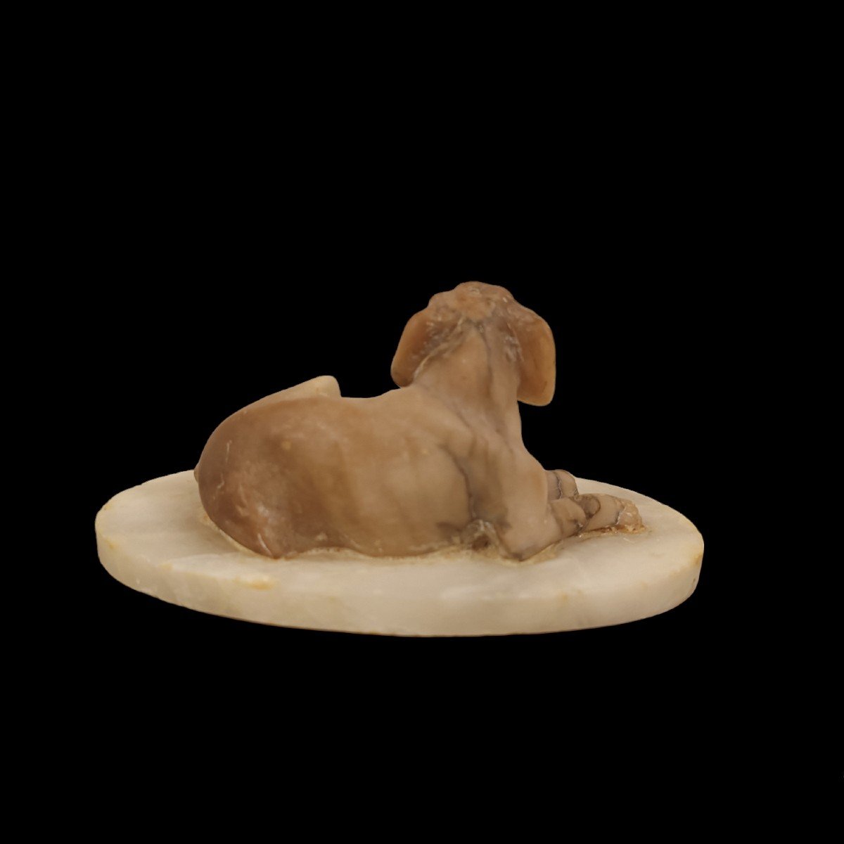 Alabaster Sculpture Depicting A Dog.  Italy ,19th Century. -photo-4