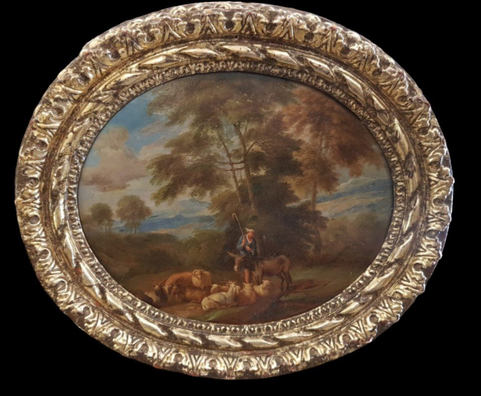 Oil On Copper Depicting A Landscape.flemish Painter,17th Century.