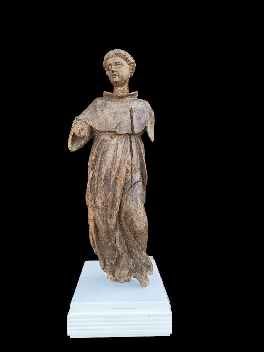 Wooden Sculpture Depicting A Saint. Northern Europe,early 18th Century.