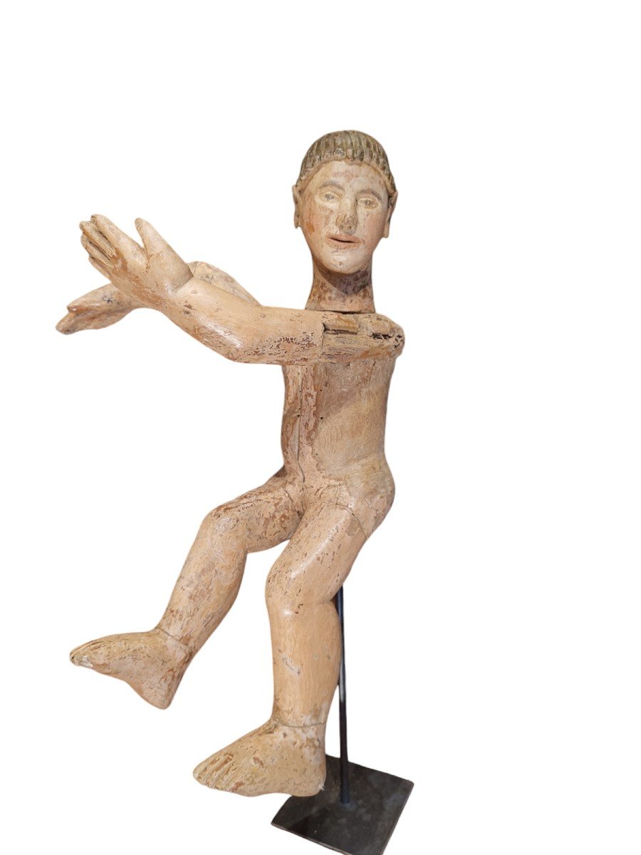 Mannequin Depicting A Child In Carved And Painted Wood. Italy ,xvii Century