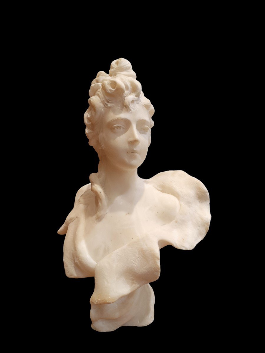 Sculpture En Albâtre Représentant Une Femme. France, Vers 1900.-photo-2