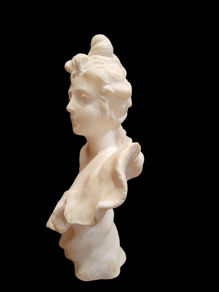 Sculpture En Albâtre Représentant Une Femme. France, Vers 1900.-photo-3