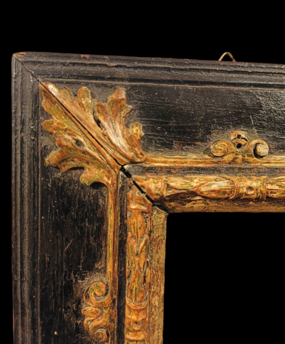 Frame In Carved Gilded And Ebonized Wood.lombardy,17th Century.-photo-2