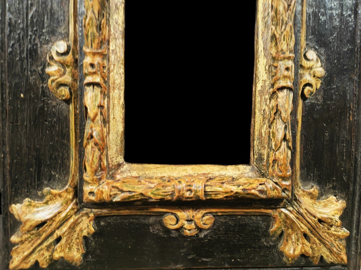 Frame In Carved Gilded And Ebonized Wood.lombardy,17th Century.-photo-3