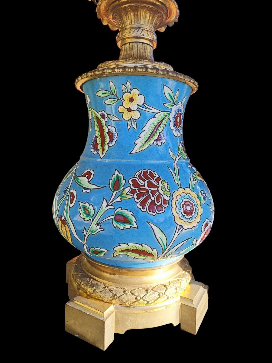 Pair Of Lamps In Longwy Ceramic.france,late 19th Century.-photo-3