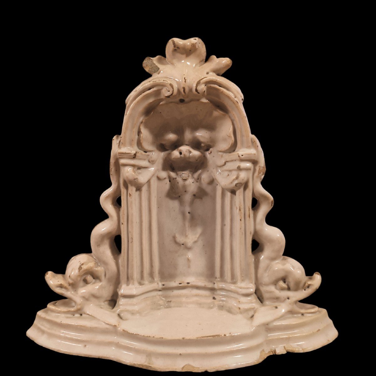 Model Of A Baroque Fountain In Majolica.italy,early 18th Century.