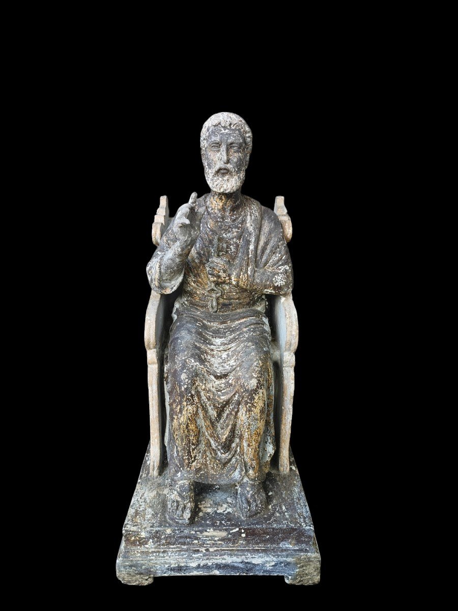 Sculpture De Saint Pierre En Plâtre. Italie, Début Du XIXe Siècle.