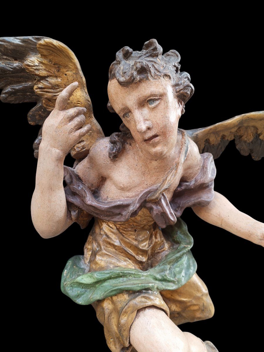 Pair Of Angels In Carved Wood.veneto,early 18th Century.-photo-4