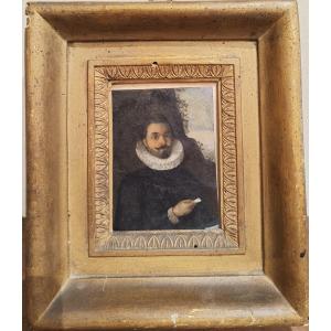 Oil Painting On Copper Depicting A Nobleman,flemish Painter , Early 17th Century