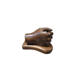 Hand In Carved And Patinated Wood.  19th Century.