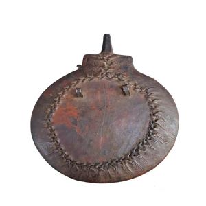 Powder Flask In Leather And Iron. Europe,early 18th Century.