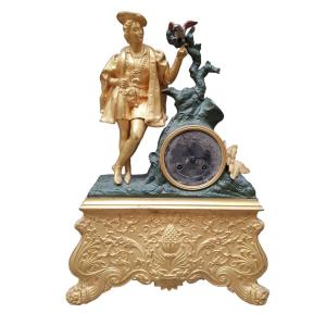 Gilded And Painted Bronze Clock. France,mid XIXth Century.
