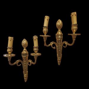 Pair Of Gilded Bronze Appliques. France,late 18th Century.