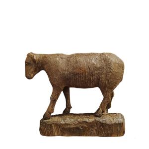 Wooden Sculpture Depicting A Sheep. Italy ,17th Century