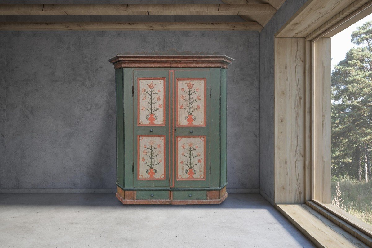 Armoire tyrolienne verte datée 1782-photo-2