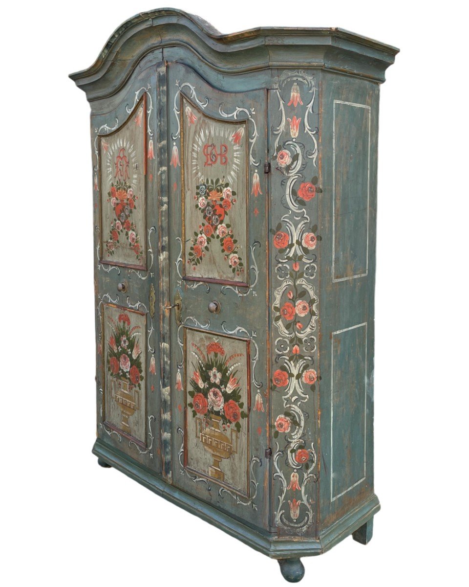 Antique Alpine Wardrobe Painted Blue  -photo-2