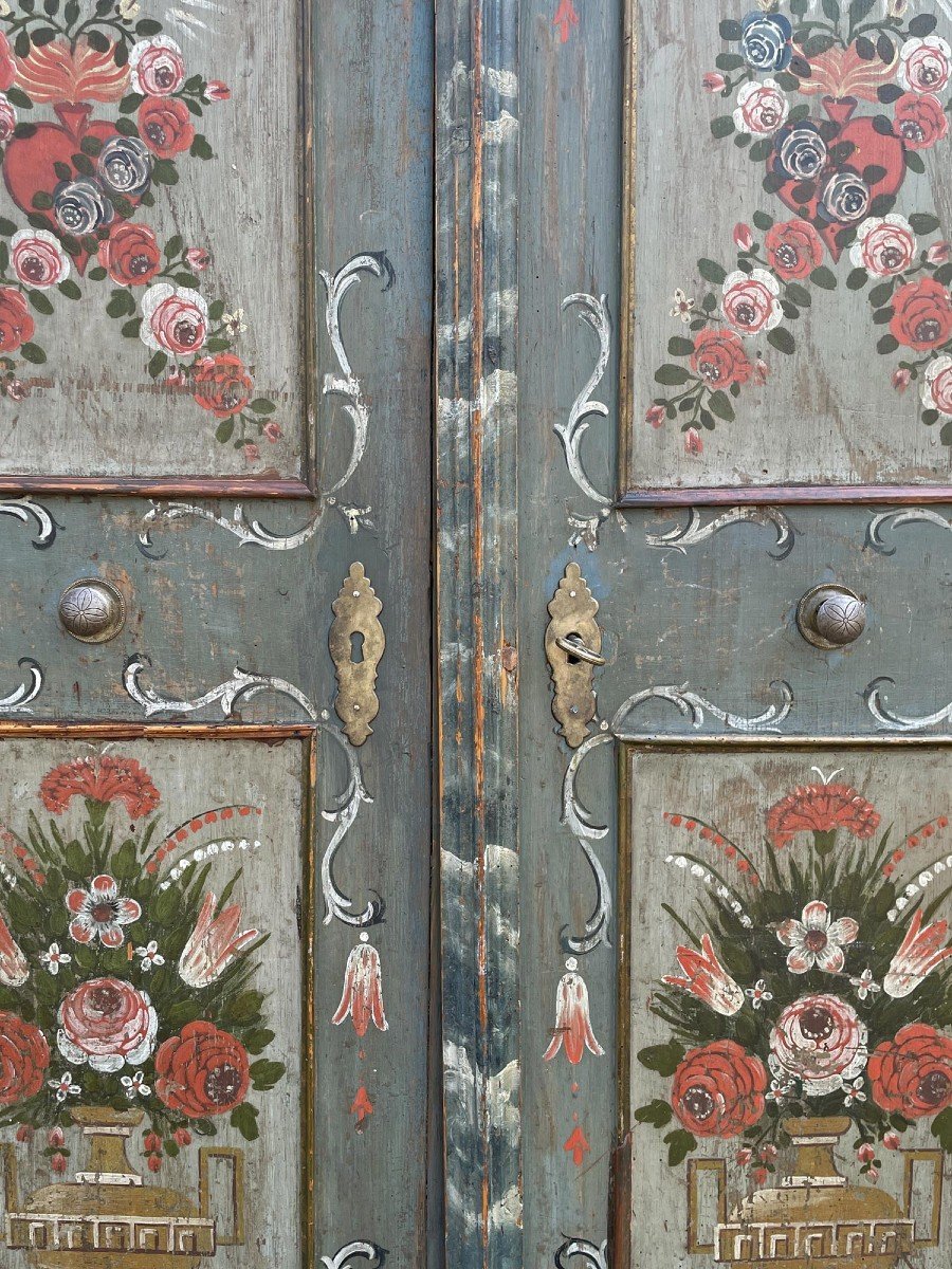 Antique Alpine Wardrobe Painted Blue  -photo-4