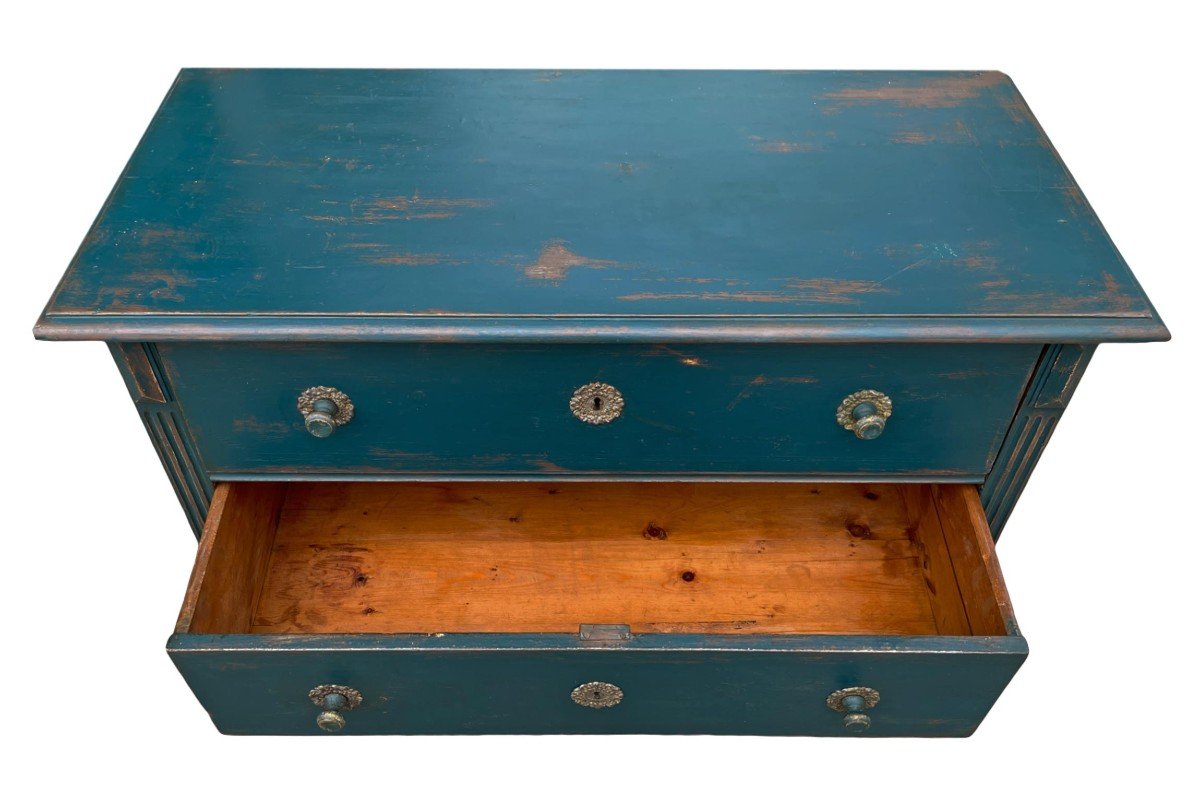 Commode  Alpine  Peinte En Bleu-photo-2