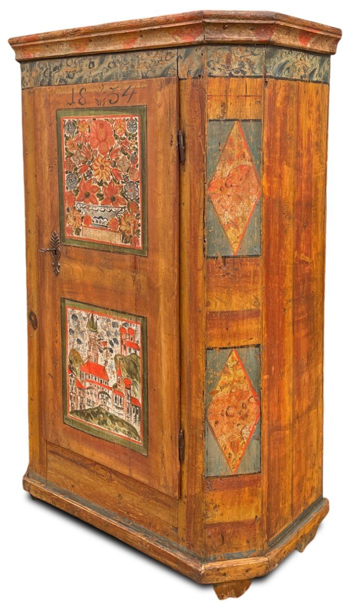 Armoire Peinte Florale Alpine 1834  -photo-4