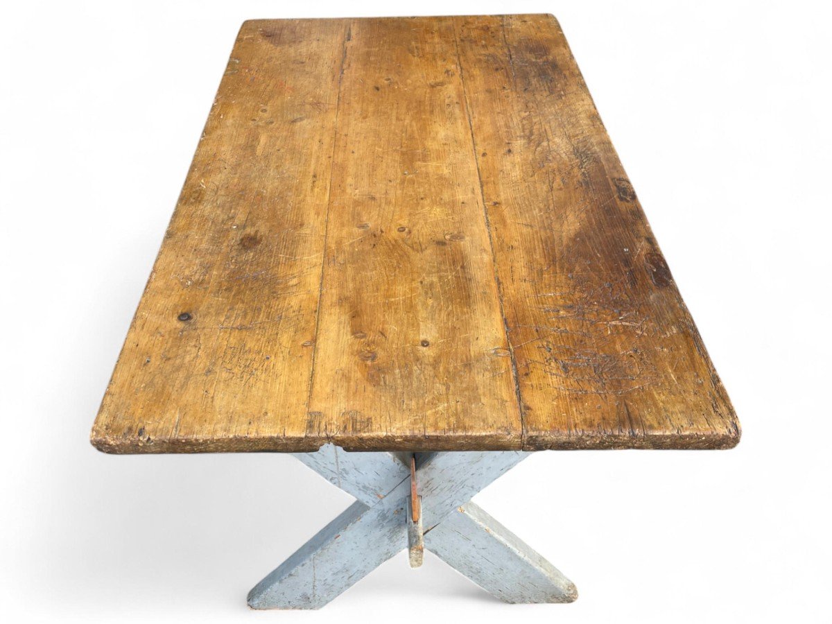 Table Ancienne En Sapin Peint -photo-3