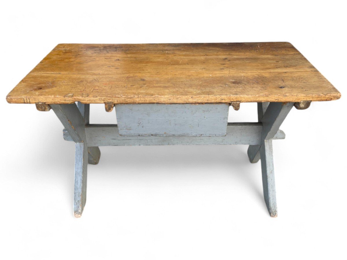 Antique Painted Fir Table  -photo-7