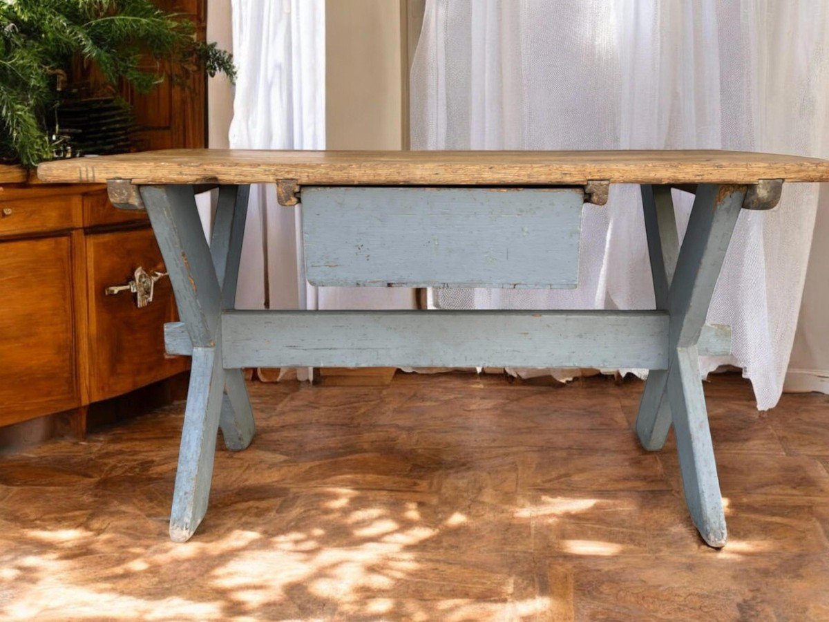 Antique Painted Fir Table  -photo-8