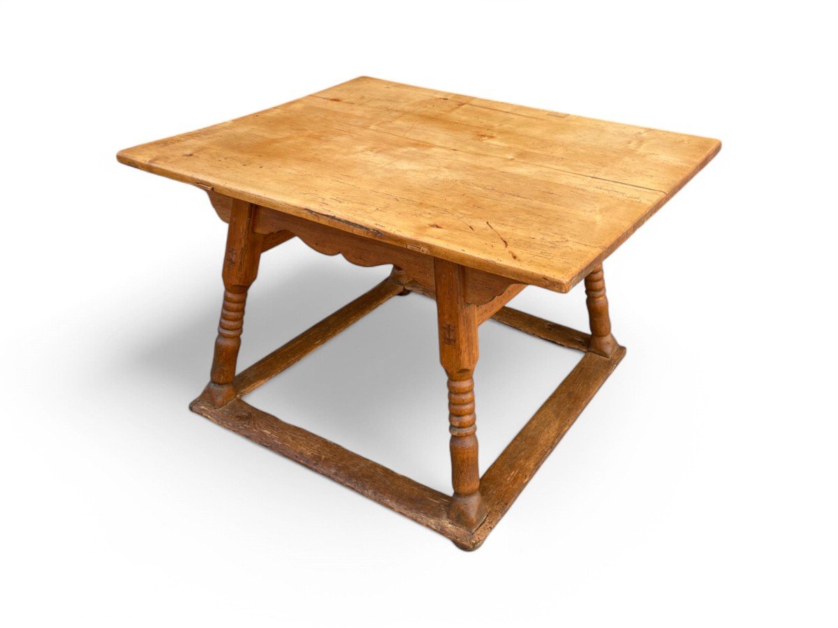 Antique Oak And Maple Table  -photo-3