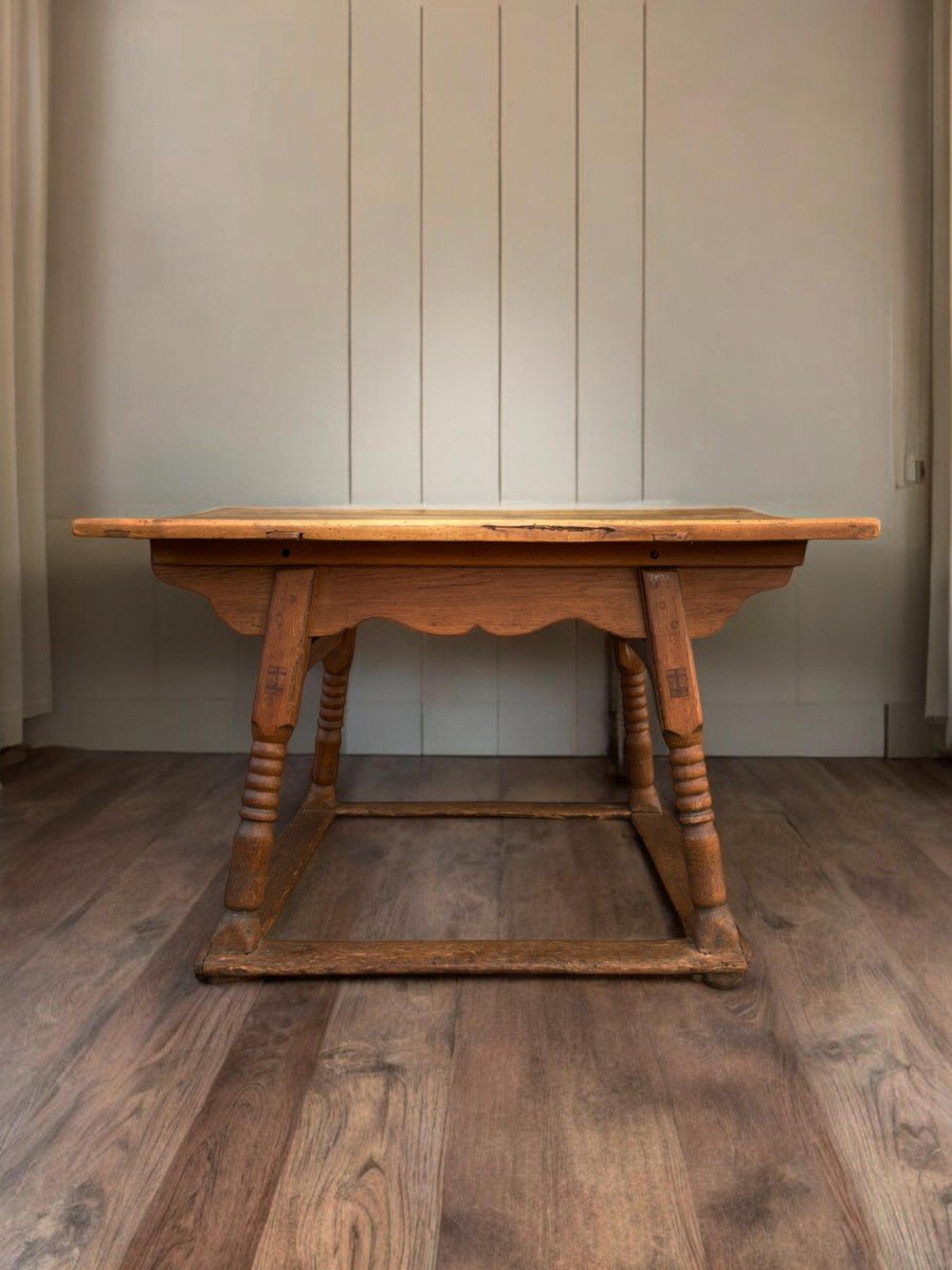 Antique Oak And Maple Table  -photo-5