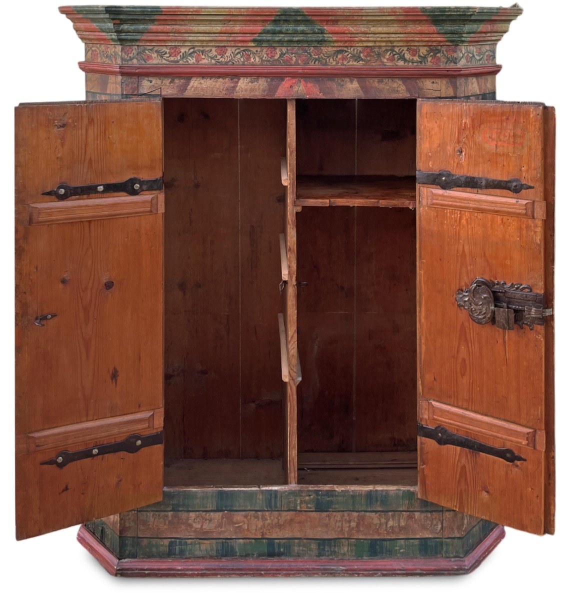 Armoire Tyrolienne Verte Datée De 1792 -photo-2