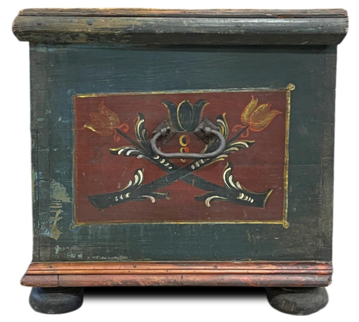 1778 Alpine Blue Painted Blamket Chest -photo-4