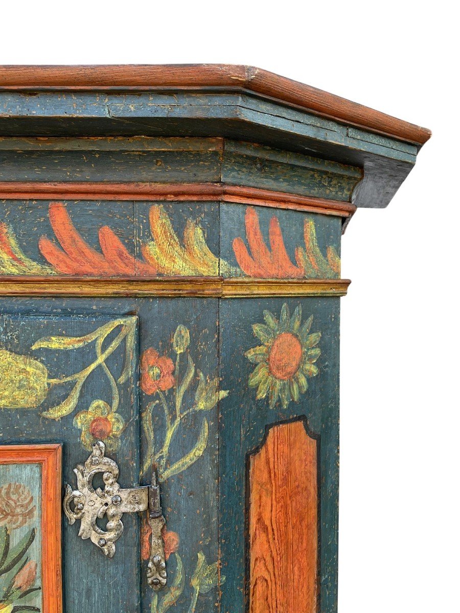 Alpine Blue Painted Cupboard With Sunflowers  -photo-6